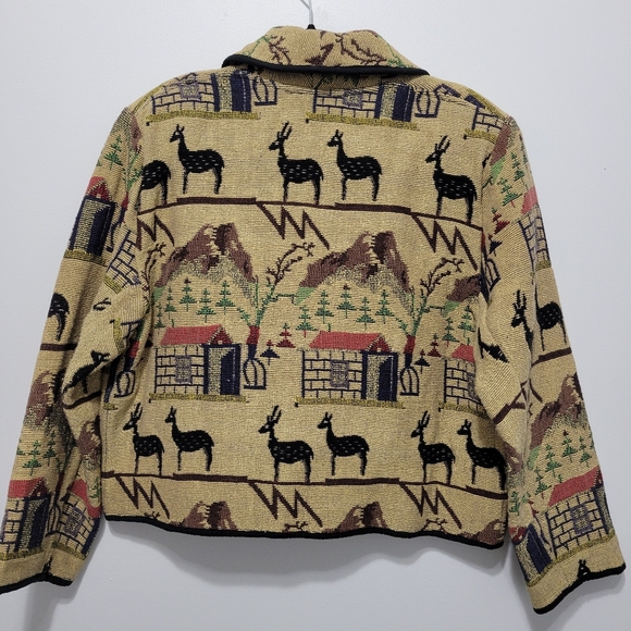 New Identity Tapestry Deer Boho Cropped Blazer - Picture 4 of 8